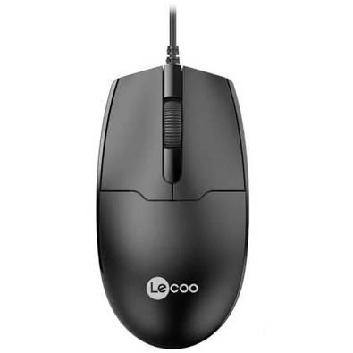 Mouse Usb Lenovo Lecoo Ms101 Preto Ergonômico.