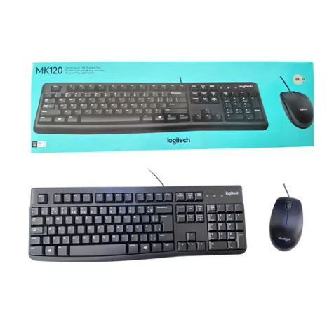 Teclado e Mouse com fio USB Logitech MK120