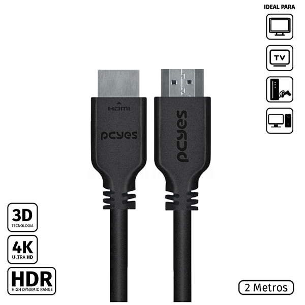 Cabo Hdmi 2.0 Macho 2 Metros - Phm20-2 - Pcyes