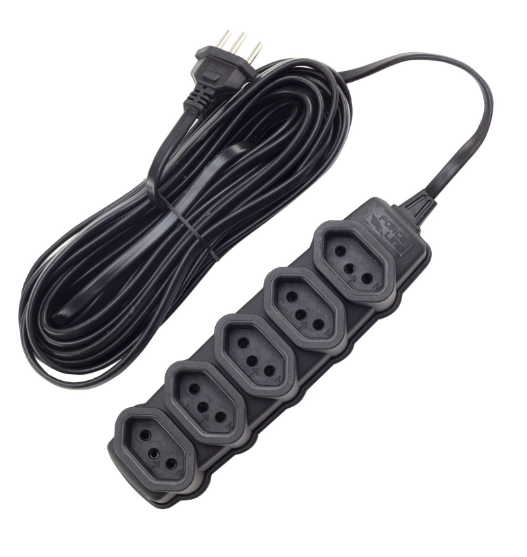 Extensão Tripolar Slim 5 tomadas - 10metros  Force Line
