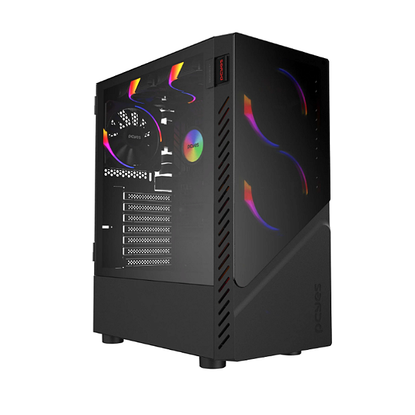 Gabinete Gamer Set Black Vulcan - Lateral Em Vidro - Pcyes - Gsbvpbr