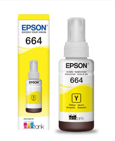 FRASCO DE TINTA EPSON T664420-AL AMARELA L110/L120/L200/L210/L220/L300/L355 / L3