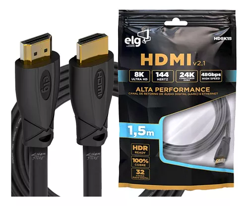 Cabo Hdmi 2.1 Ultra Hd 8k 3d Hdr Earc 48gbps 1,5 Metro - ELG