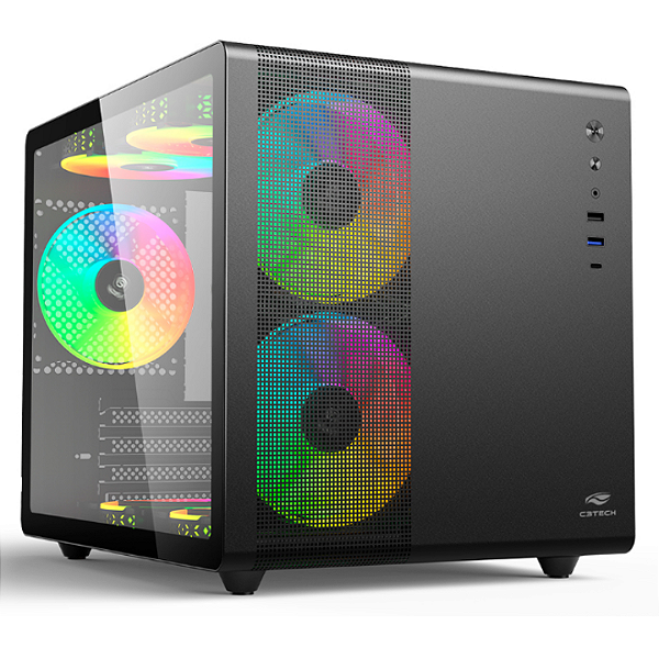 Gabinete Aquarius MT-G710BK Sem Fonte C3Tech Gaming
