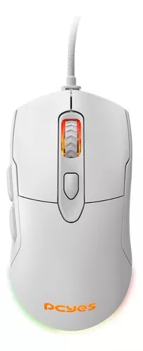 Mouse Gamer Pcyes Malus White Ghost 12400 Dpi Rgb 6 Botões