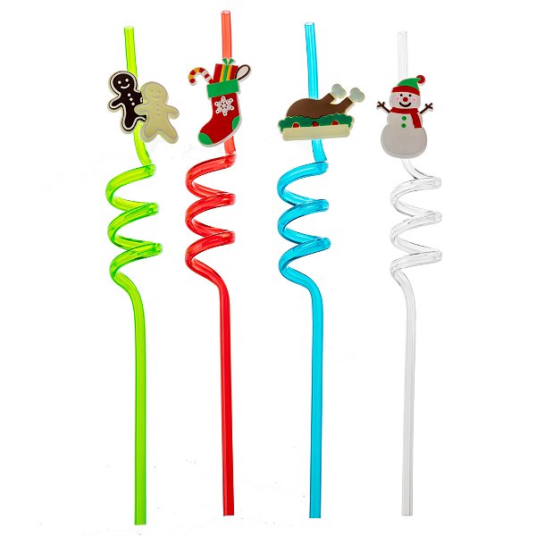 Canudo de Plástico resistente Divertido Natal 4 UN