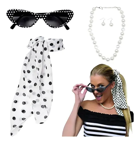 Kit Anos 50 E 60 Fantasia Acessórios Adulto Cosplay Carnaval