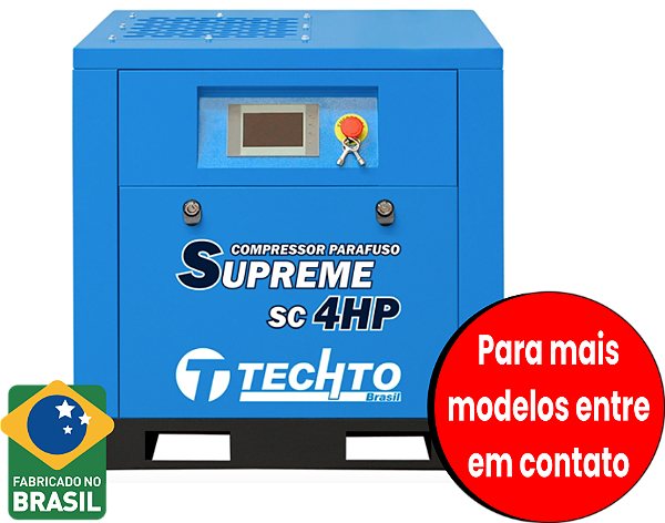 Compressor de Parafuso 4hp 10bar – Techto Supreme SC 4HP
