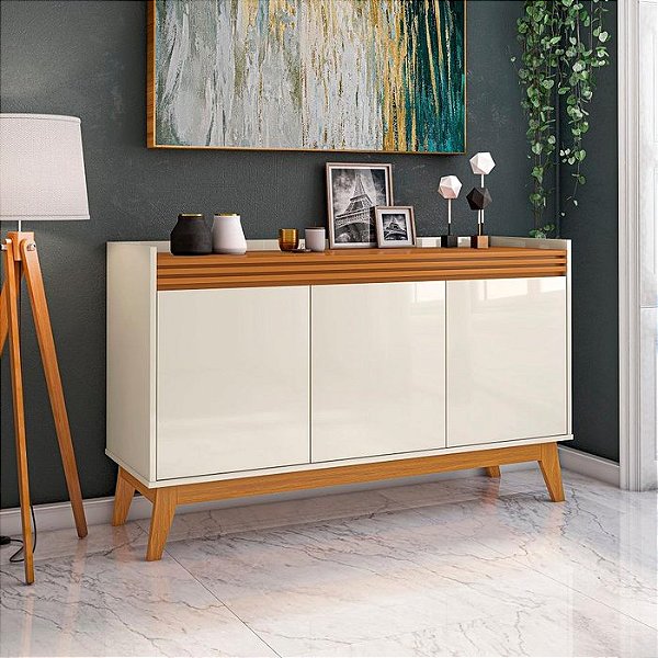 Buffet Aparador 3 Portas Ripado Astúrias 136cm Off White