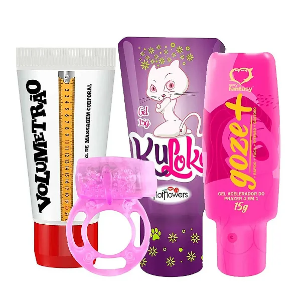 Kit: Kuloko Dessensibilizante, Goze + Acelerador, Anel Peniano e Volumetrão Vasodilatador