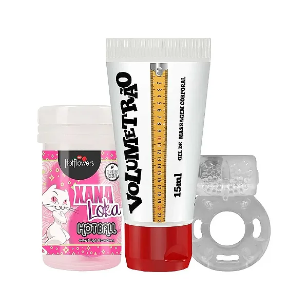 Kit: Volumetrão, Anel Peniano com Vibrador e Hot Ball Xana Loka