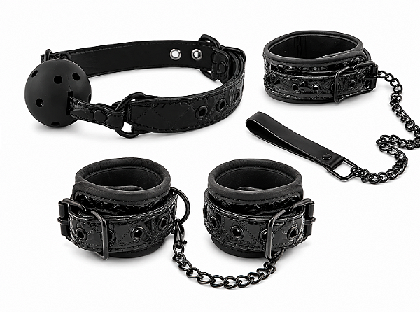 Kit: Algema, Mordaça e Coleira