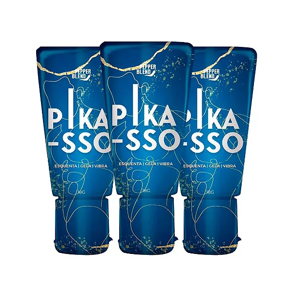 Kit: 3 Pikasso Gel Comestível Esquenta, Gela e Vibra 18g Pepper Blend