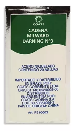 AGULHA MÃO CAPOTEIRA CORRENTE N.3 C/20  7891020009011