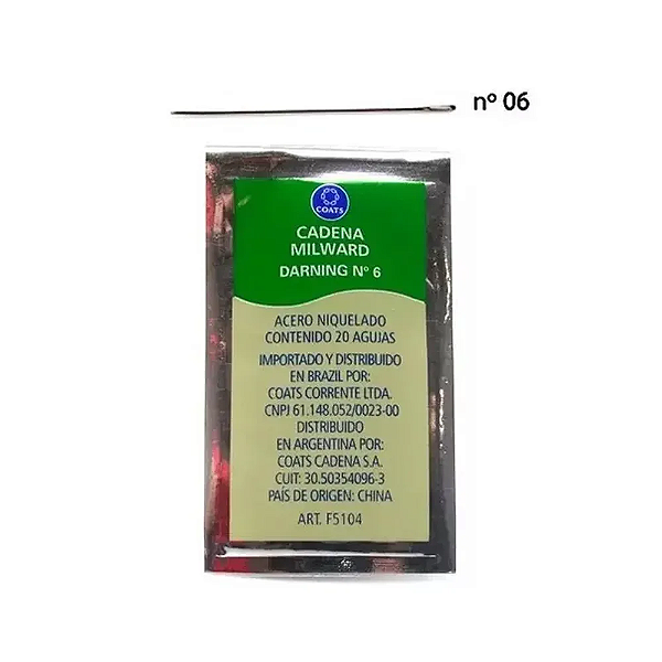 AGULHA MÃO CORRENTE N. 6 C/20  7891020009028
