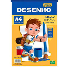 BLOCO PAPEL A-4 DESENHO 140G 20FLS JANDAIA  7894494409608