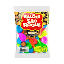 BEXIGA SÃO ROQUE CANUDO SORTIDO NEON  C/25