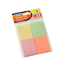 BLOCO ADESIVO 38X51MM PASTEL C/04 50F BRW  7898613218799