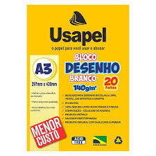 BLOCO PAPEL A-4 DESENHO 140G 20FLS USAPEL