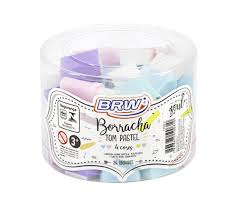 BORRACHA PLASTICA BRW C/CAPA PASTEL C/24  7898675500665