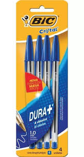 CANETA ESF.BIC CRISTAL BLISTER AZUL C/04  070330144125