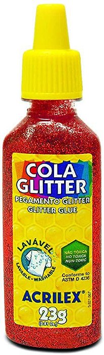 COLA  GLITER VERMELHO 23G ACRILEX  7891153006383