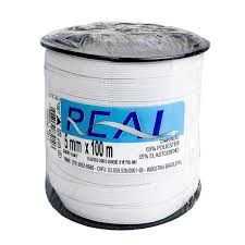 ELASTICO N.08 5MM POLIESTER BRANCO ROLO 100M REAL