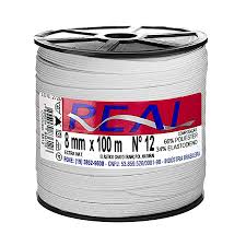 ELASTICO N.12 8MM POLIESTER ROLO 100M REAL  7896554834122