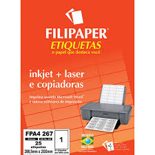ETIQUETA P/IMPRESSORA 01 ETIQ.P/FOLHA C/25F 7891634044606  FILIPAPER