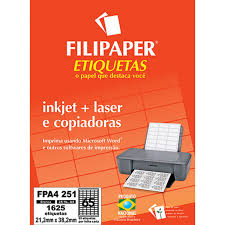 ETIQUETA P/IMPRESSORA 65 ETIQ.P/FOLHA C/25F 7891634044538  FILIPAPER
