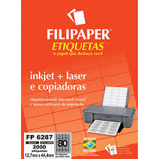 ETIQUETA P/IMPRESSORA 80 ETIQ.P/FOLHA C/25F 7891634044200  FILIPAPER