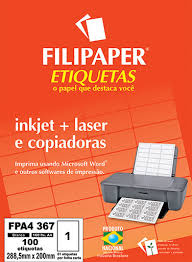 ETIQUETA P/IMPRESSORA A-4 01 ETIQ. P/FOLHA FILIPAPER 100F