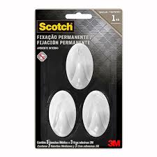 GANCHO BRANCO MEDIO SCOTCH 3M C/3UN  7891040178995