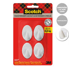 GANCHO BRANCO PEQUENO SCOTCH 3M C/4UN  7891040179008