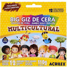 GIZ CERA 12 CORES GROSSO TONS DE PELE MULTICULTURAL  ACRILEX