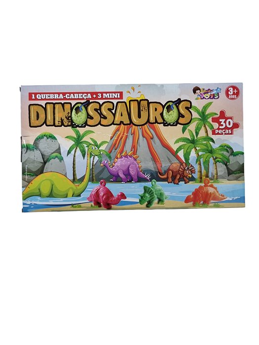 JOGO QUEBRA CABEÇA DINOSSAUROS+3 MINI DINOSSAUROS  7898083368857