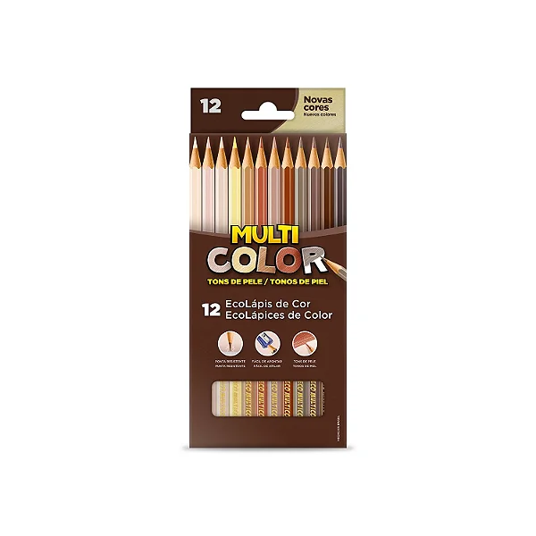 LAPIS COR MULTICOLOR 12 CORES TONS DE PELE
