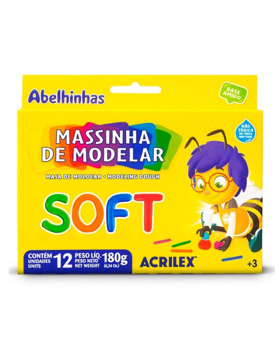 MASSA MODELAR 12 CORES SOFT ACRILEX   7891153073224