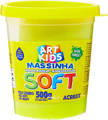 MASSA MODELAR POTE 500G AMARELA  SOFT ACRILEX 7891153073071