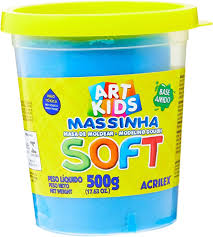 MASSA MODELAR POTE 500G AZUL SOFT ACRILEX 7891153073101