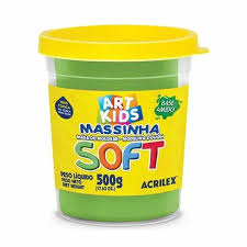 MASSA MODELAR POTE 500G VERDE SOFT ACRILEX 7891153073064