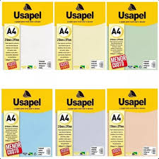 PAPEL A-4 180G VERGE  BCO/CINZA/VERDE/SALMÃO C/50F  USAPEL