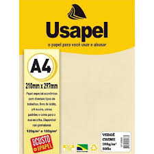 PAPEL A-4 180G VERGE CREME  C/50F  USAPEL  7891634250298