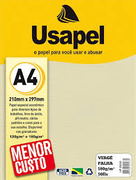 PAPEL A-4 180G VERGE PALHA  C/50F USAPEL  7891634250304