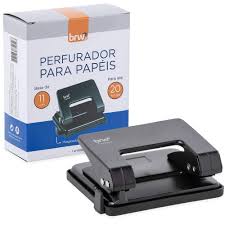 PERFURADOR PAPEL 2 FUROS MEDIO P/20 FOLHAS BRW  7898936754523