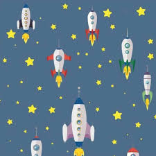 PLASTICO ADESIVO ESTAMPADO FOGUETE ESPACIAL 45X10M