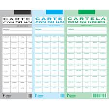 RIFA CARTELA C/50 NOMES C/50  7897571990112