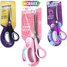 TESOURA USO GERAL ACRILEX 19CM  PRETO/ ROSA/ ROXA