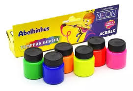 TINTA GUACHE 15ML ACRILEX C/06 CORES NEON  7891153088518
