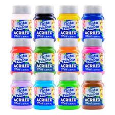 TINTA TECIDO ACRILEX 37ML FOSCA  C/12